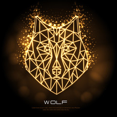Abstract polygonal tirangle animal wolf neon sign. Hipster animal illustration.