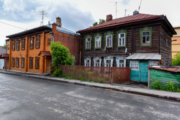 Colorful old tatar house in Kazan, Russia