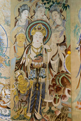 Fototapeta premium Close-up of wall mural, Dunhuang, Jiuquan, Gansu Province, China