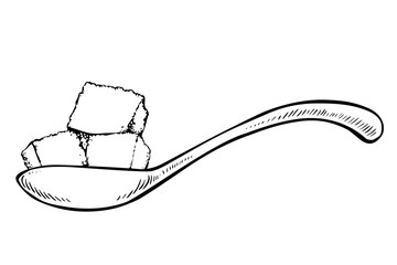 Vector drawing of sugar cubes in a spoon