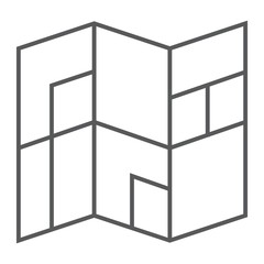 Map thin line icon, navigtion and location, place sign vector graphics, a linear pattern on a white background, eps 10.