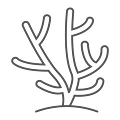 Coral thin line icon, ocean and underwater, tropical sign vector graphics, a linear pattern on a white background, eps 10.