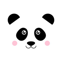 Obraz premium Słodki miś panda, ilustracja graficzna wektor zwierzęcia panda twarz, ikona lub druk, na białym tle.