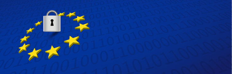 EU Banner mit Sterne und Hängeschloß