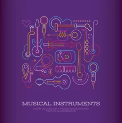 Fabric by meter Abstract Art Musical Instruments Design