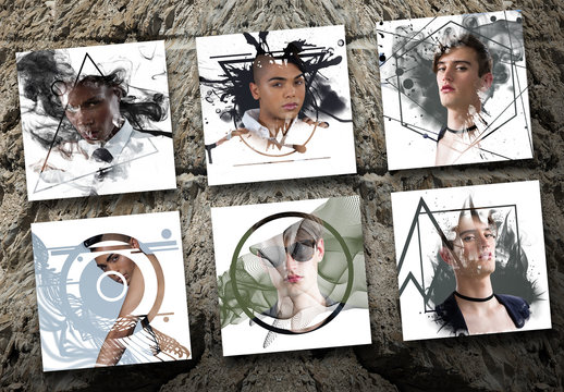 Creative layout with six men