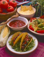 Tex Mex Food. Plate of tacos.