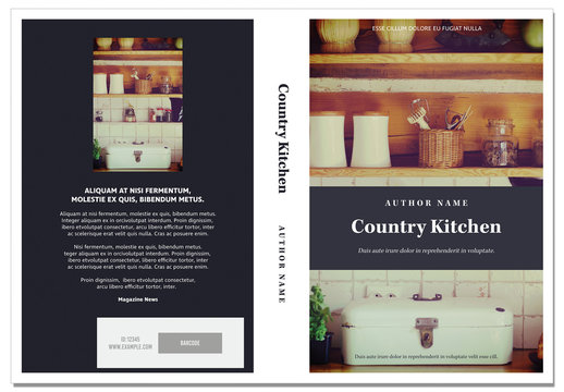 Cookbook Cover Layout with Peach and Gray Accents
