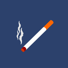 Cigarette and smoke isolated. Smoking Isometric Style