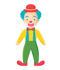 cartoon clown with hat standing over white background, colorful design. vector illustration