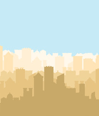 City silhouette. Megapolis silhouette. Skyscrapers and buildings. Vector illustration