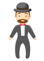 cartoon Circus Ringmaster icon over white background, colorful design. vector illustration