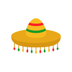 Mexican themed, Cinco de Mayo holiday, festive sombrero hat vector graphic illustration, isolated.