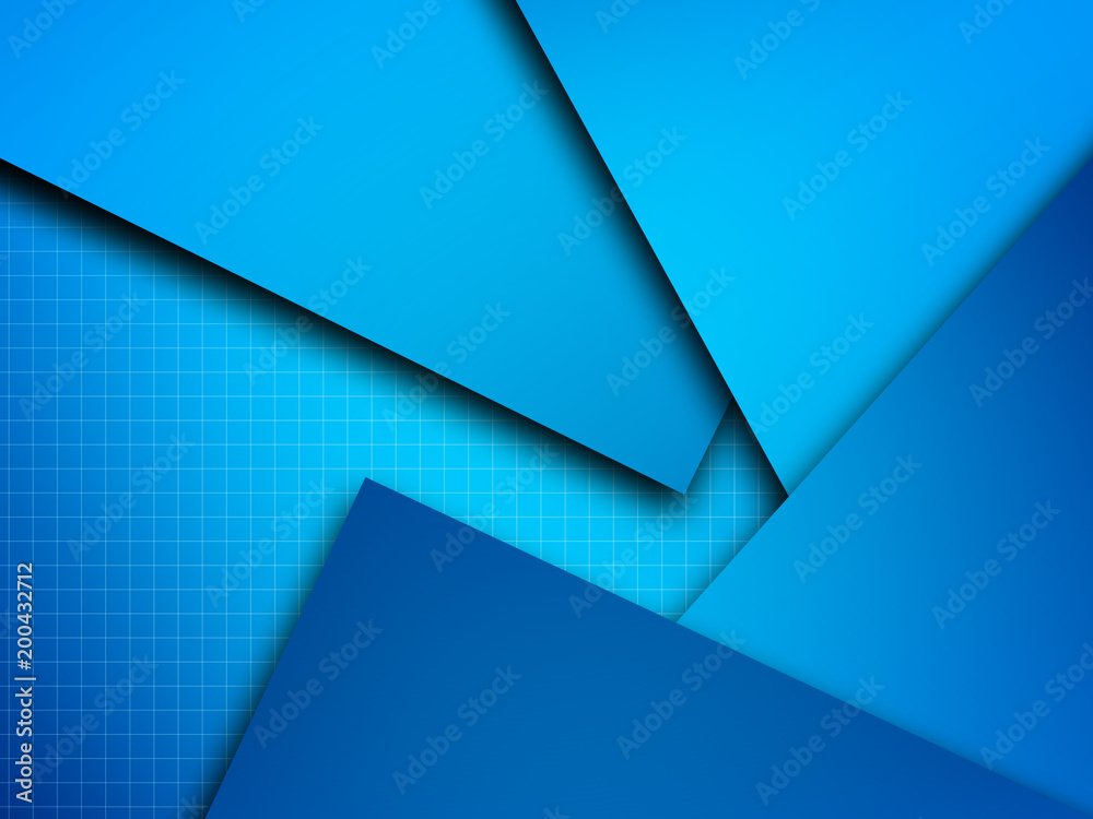 Fototapete blue triangle background with overlap paper layer gradient color with space for text and message art