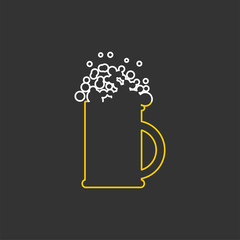 Beer Mug Linear Sign isolated. Vector illustration