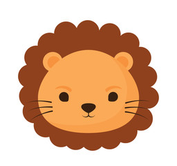 cute lion face icon over white background, colorful design. vector illustration