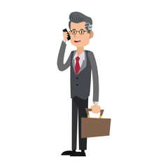 Businessman calling with smartphone cartoon vector illustration graphic design