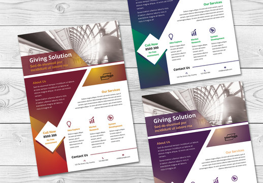 Flyer Layout with Bright Geometric Elements