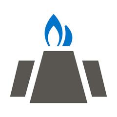 Factory Fire Flame Icon Vector. Industry Plant Smoke Illustration. Industrial Process Production Energy Logo Symbol.