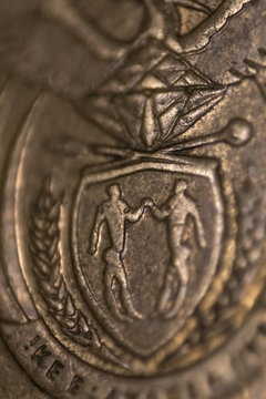 South African close up coin, symbol of South Africa