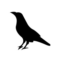 raven silhouette images on white background, in black