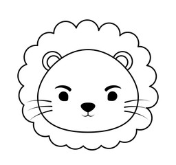 cute lion face icon over white background, vector illustration