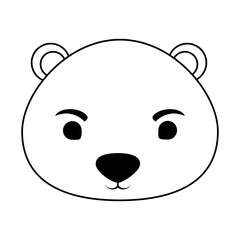 cute bear face icon over white background, vector illustration