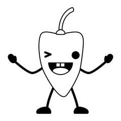 kawaii chili wiking an eye over white background, vector illustration