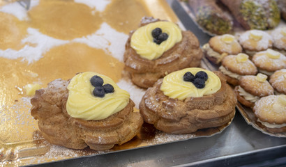 typical neapolitan pastry called zeppola di san giuseppe