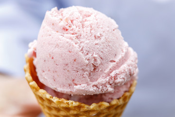 Cone ice cream macro .