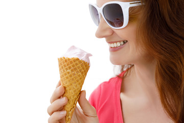 Woman with ice cream.