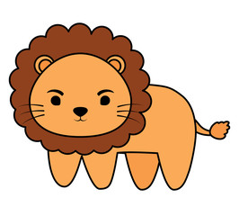 cute lion icon over white background, colorful design. vector illustration