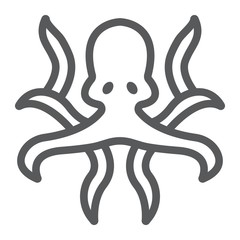 Octopus line icon, animal and underwater, aquatic sign vector graphics, a linear pattern on a white background, eps 10.