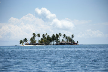 Isla, paraíso, edén, puesta de sol palmeras, Guna Yala, Kuna Yala, San Blas, Panamá, Caribe