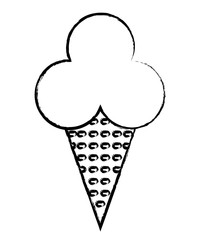 sketch of ice cream cone icon over white background, vector illustration