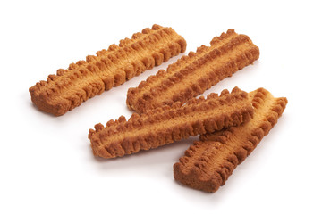 Freshly baked sugar cookies, isolated on white background.