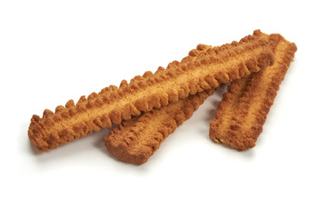 Freshly baked sugar cookies, isolated on white background.