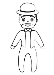 sketch of cartoon Circus Ringmaster icon over white background, vector illustration