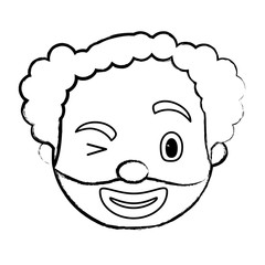 sketch of cartoon clown wiking an eye over white background, vector illustration