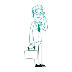 Businessman calling with smartphone cartoon vector illustration graphic design