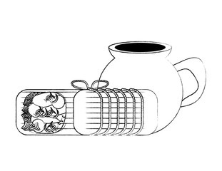 sketch of Mexican food design with tamales and atole drink over white background, vector illustration