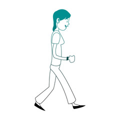 Young woman walking vector illustration graphic design