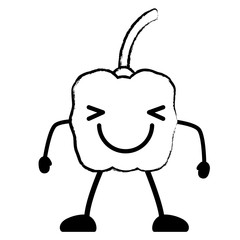 sketch of kawaii excited pepper icon over white background, vector illustration