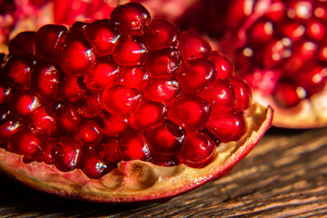 Pieces of ripe pomegranate close