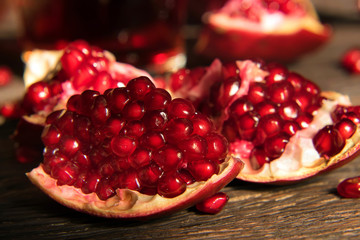 Pieces of ripe pomegranate close