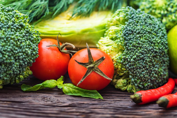 Fresh vegetables, dill and lime close