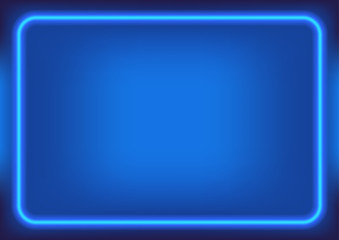 Abstract blue background with neon frame. Mesh gradient background with dark frame. Blurred Blue Template, blank, cover. A4 Vector AI10