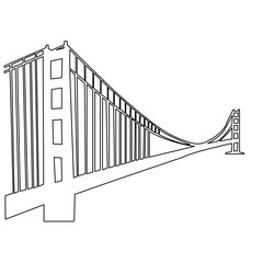 golden gate bridge outline on white background