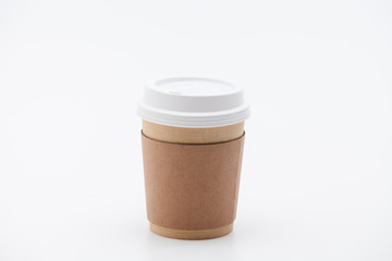 Take out paper coffee cup isolated on a white backgroud