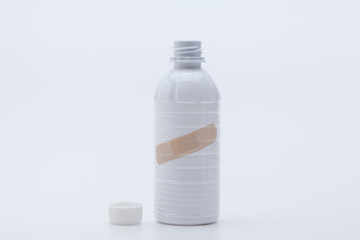 Ethanol for disinfection white medicine bottle isolated 
